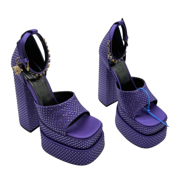 Versace Purple Medusa Aevitas rhinestone Platform Sandals EU 37 - Picture 3 of 14